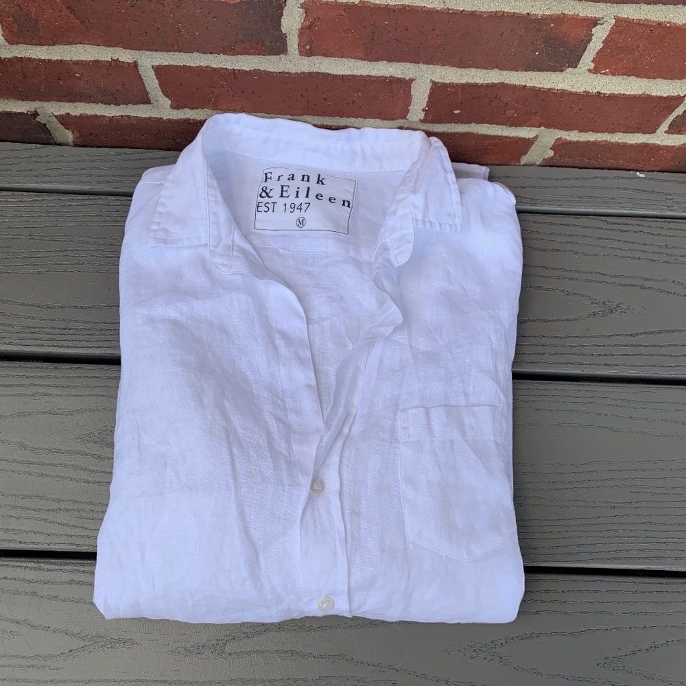Frank & Eileen Eileen Relaxed White Linen Button-Up Shirt